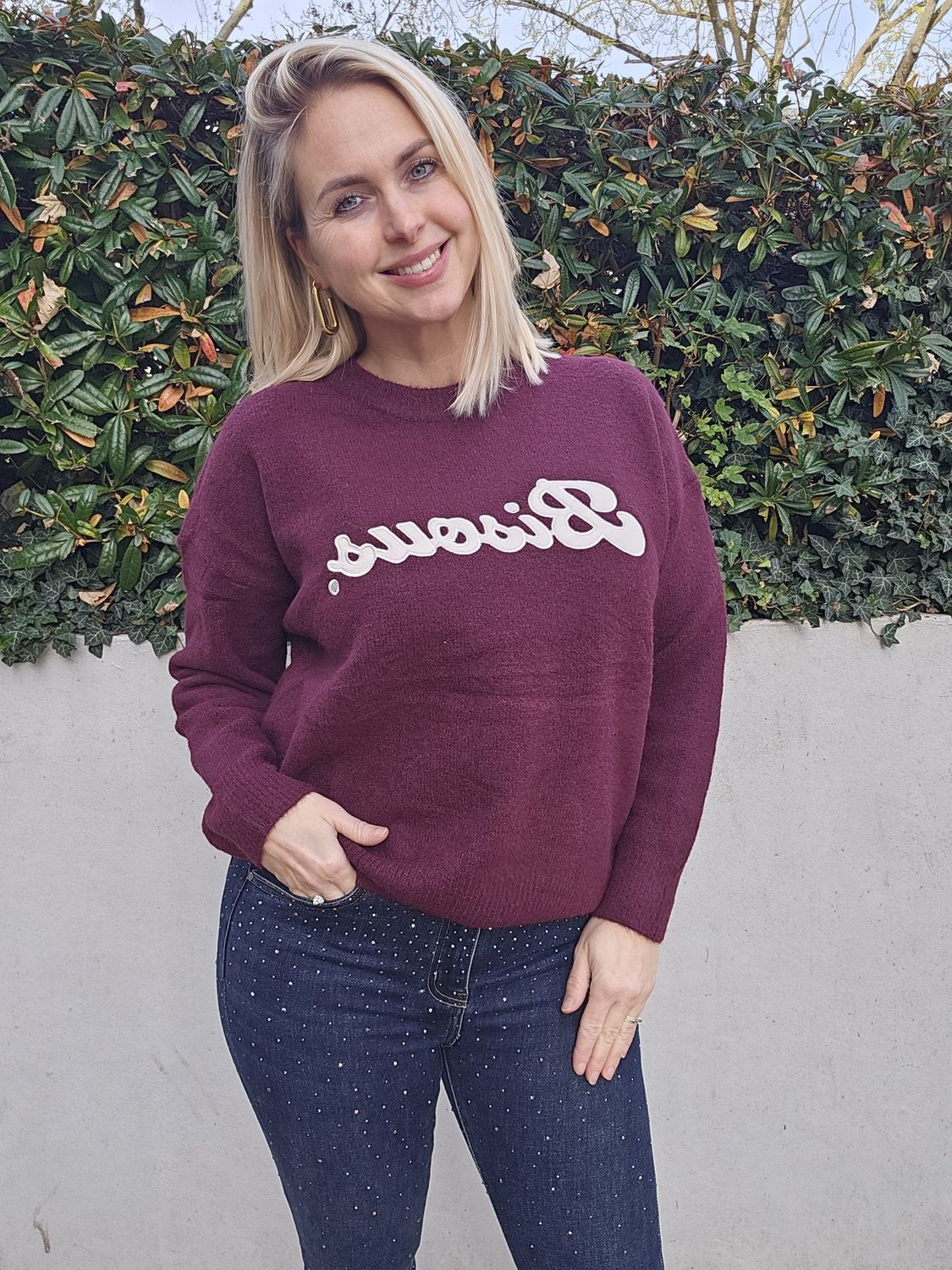 Bisous trui - Bordeaux