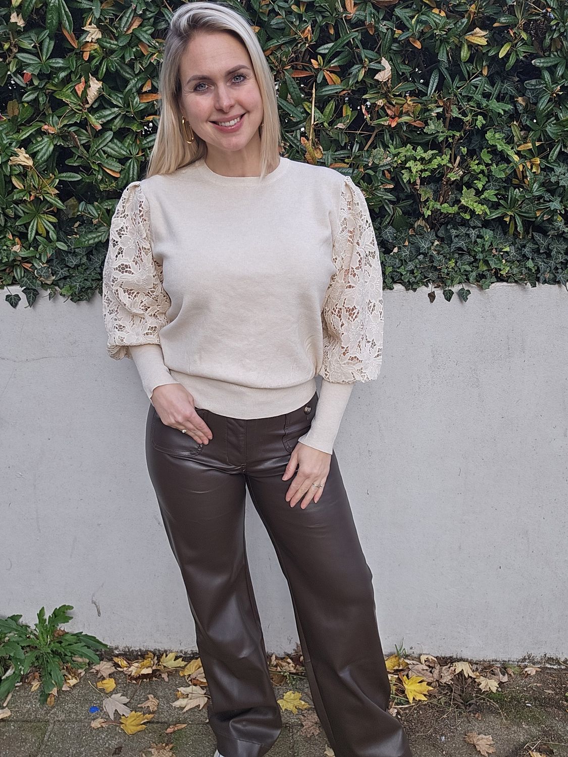 Choco brown leatherlook wide leg