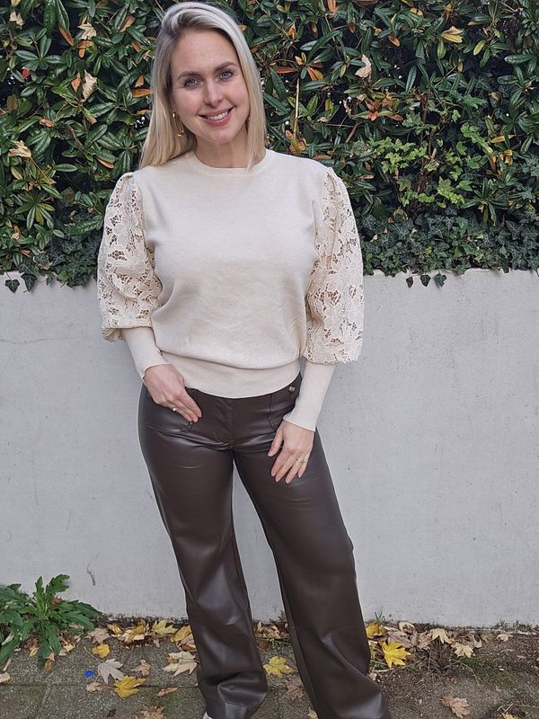 Choco brown leatherlook wide leg