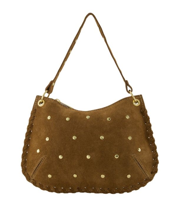 Suede tas met gouden studs