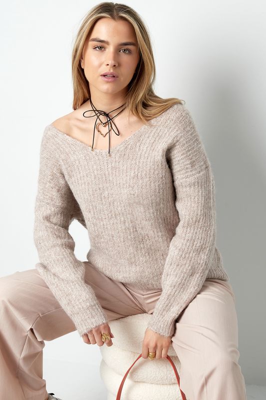 Taupe soft sweater &quot;bow&quot;