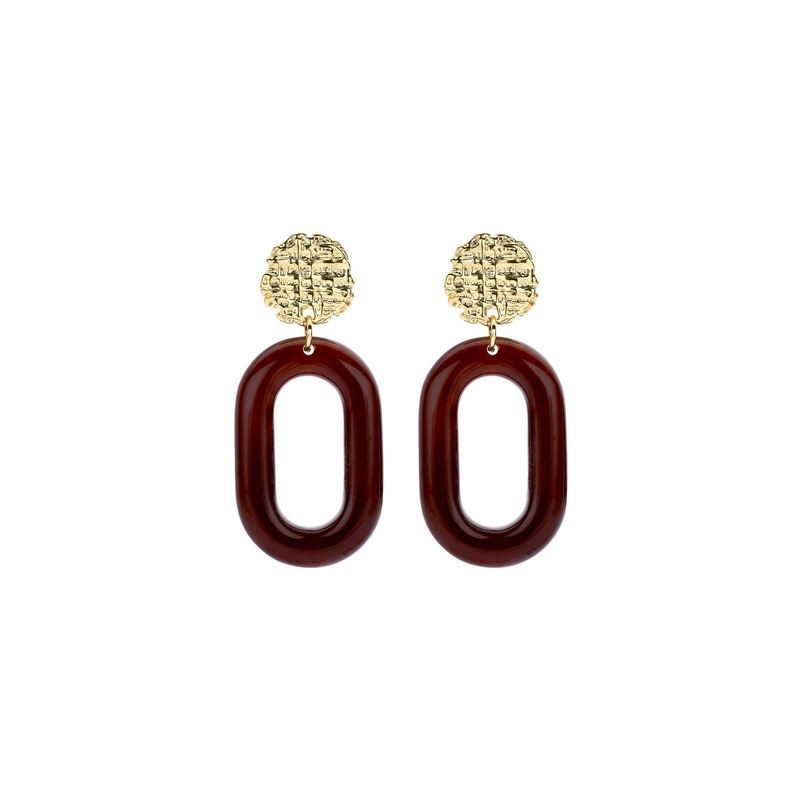 Biba brown resin oorbel 84498