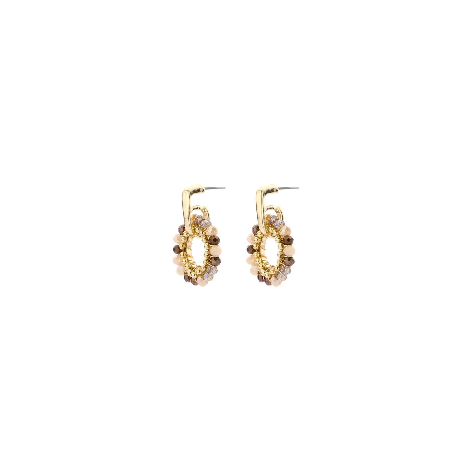 Biba beige/brown facet oorbel 843142