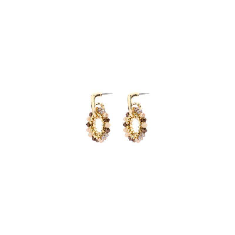 Biba beige/brown facet oorbel 843142