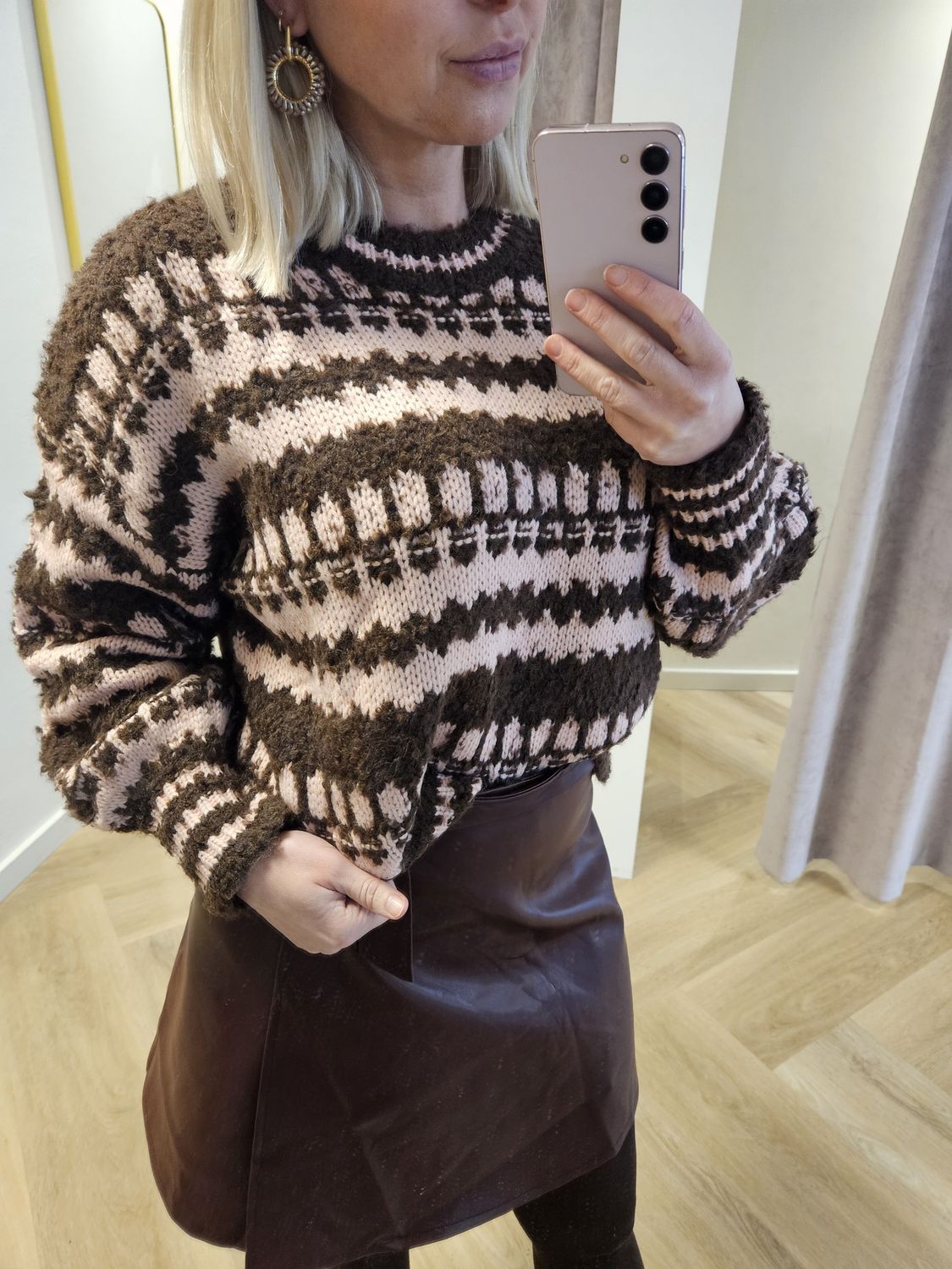 Gebreide trui choco met roze