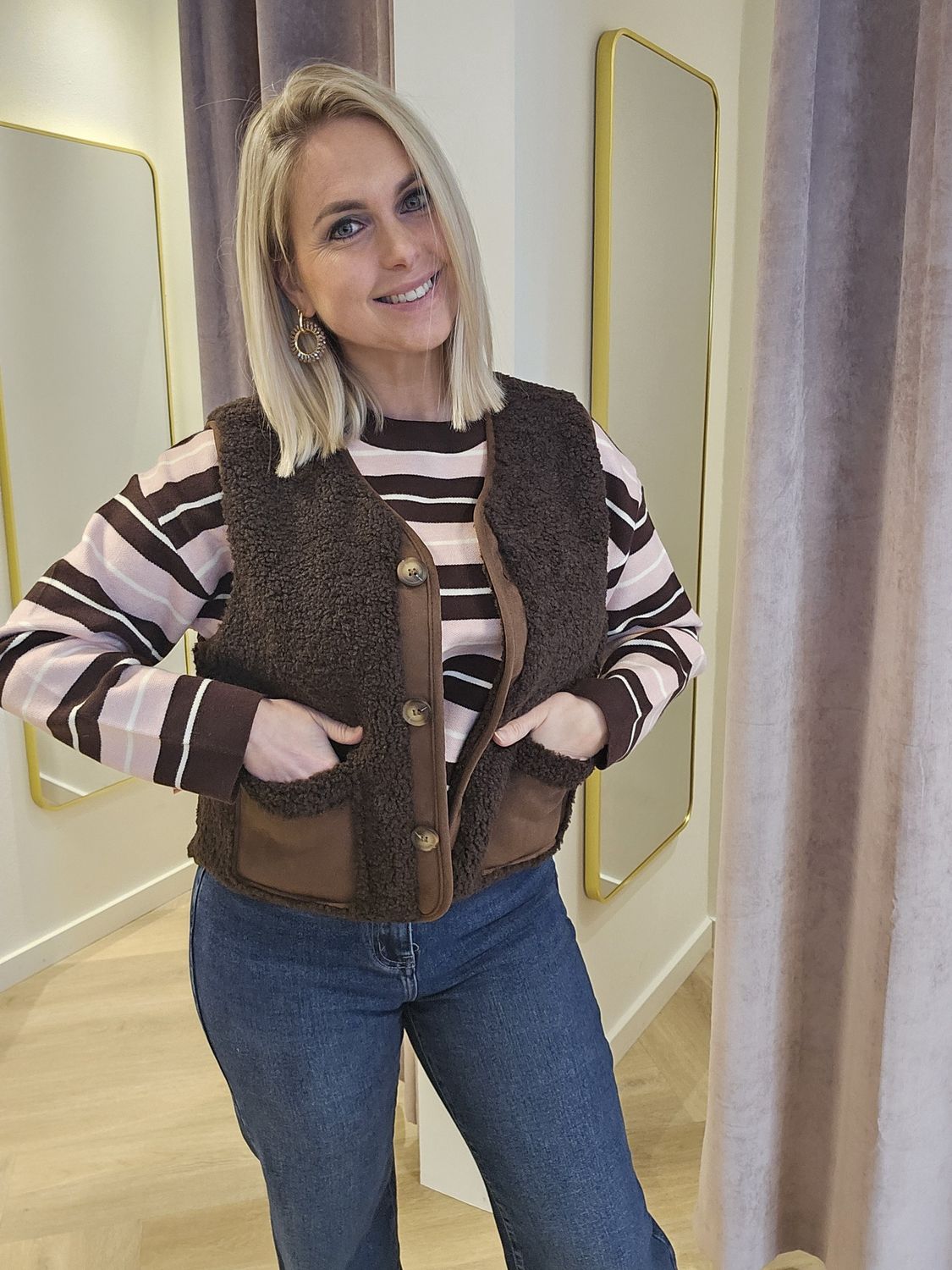 Teddy hesje/ bodywarmer choco