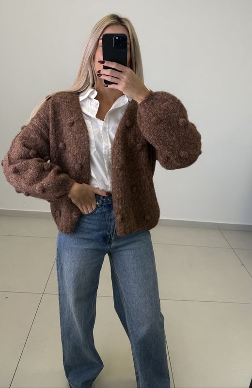 Gebreid vest dotts toffee