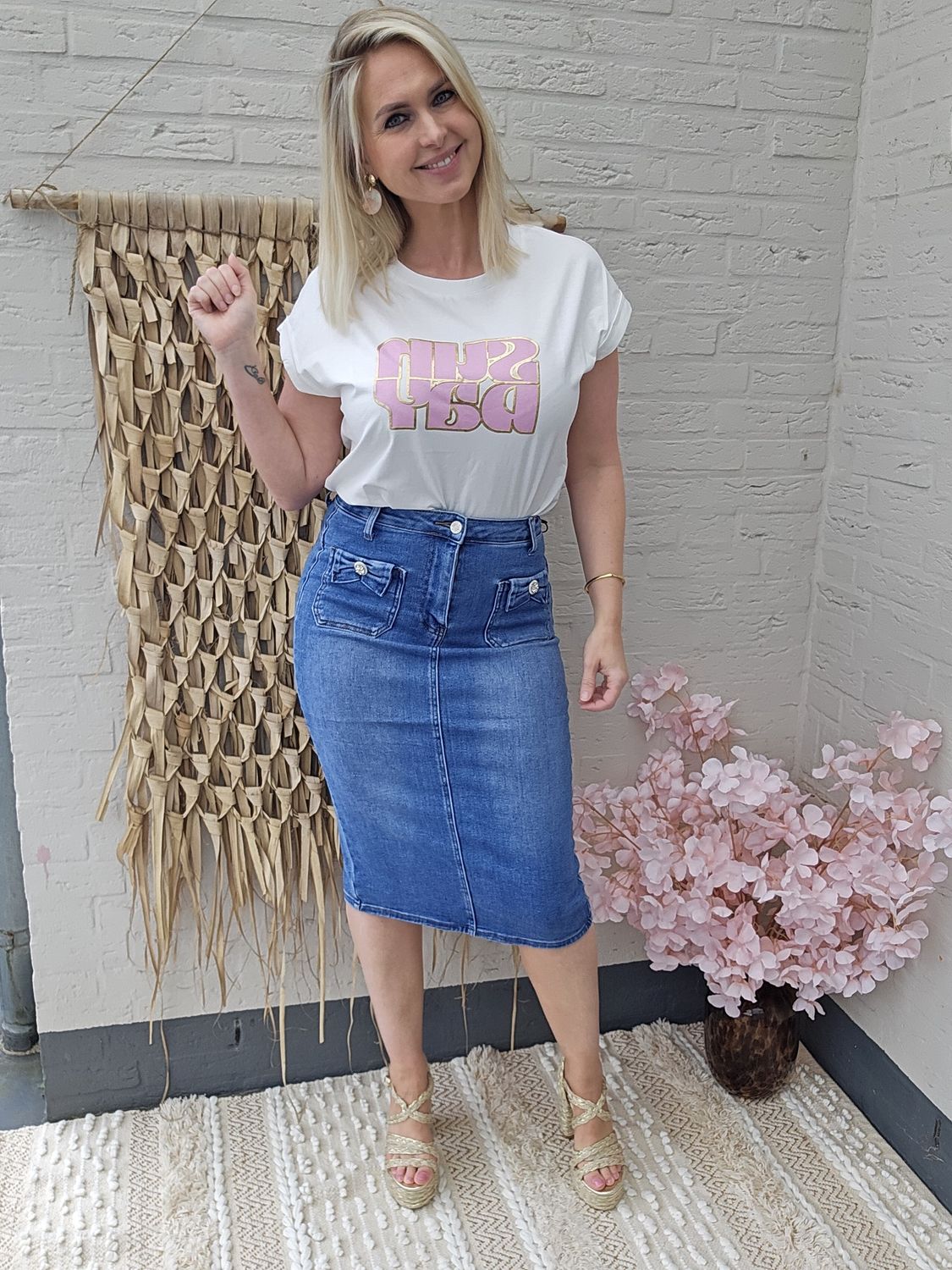 Jeans rok met strik