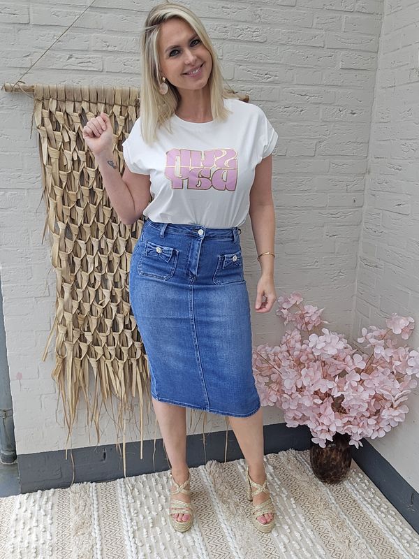 Jeans rok met strik