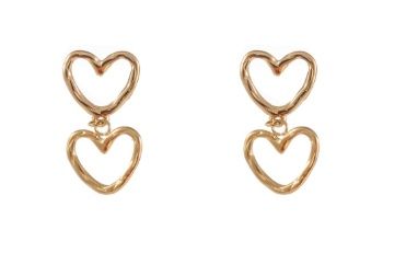 Double dangling hearts oorbel E3772-2