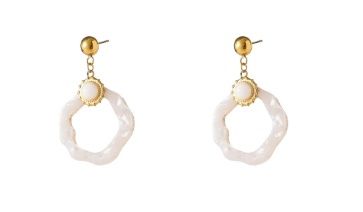 Day en Eve Beehive Dangle - 14K + white  E5311-2