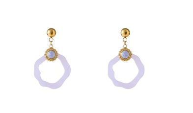 Day en eve Beehive Dangle - 14K + Lilac E5311-1