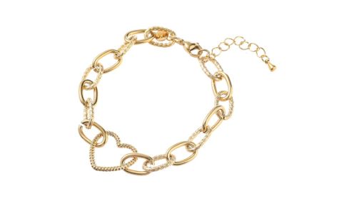 Chunky heart link bracelet B56059-2