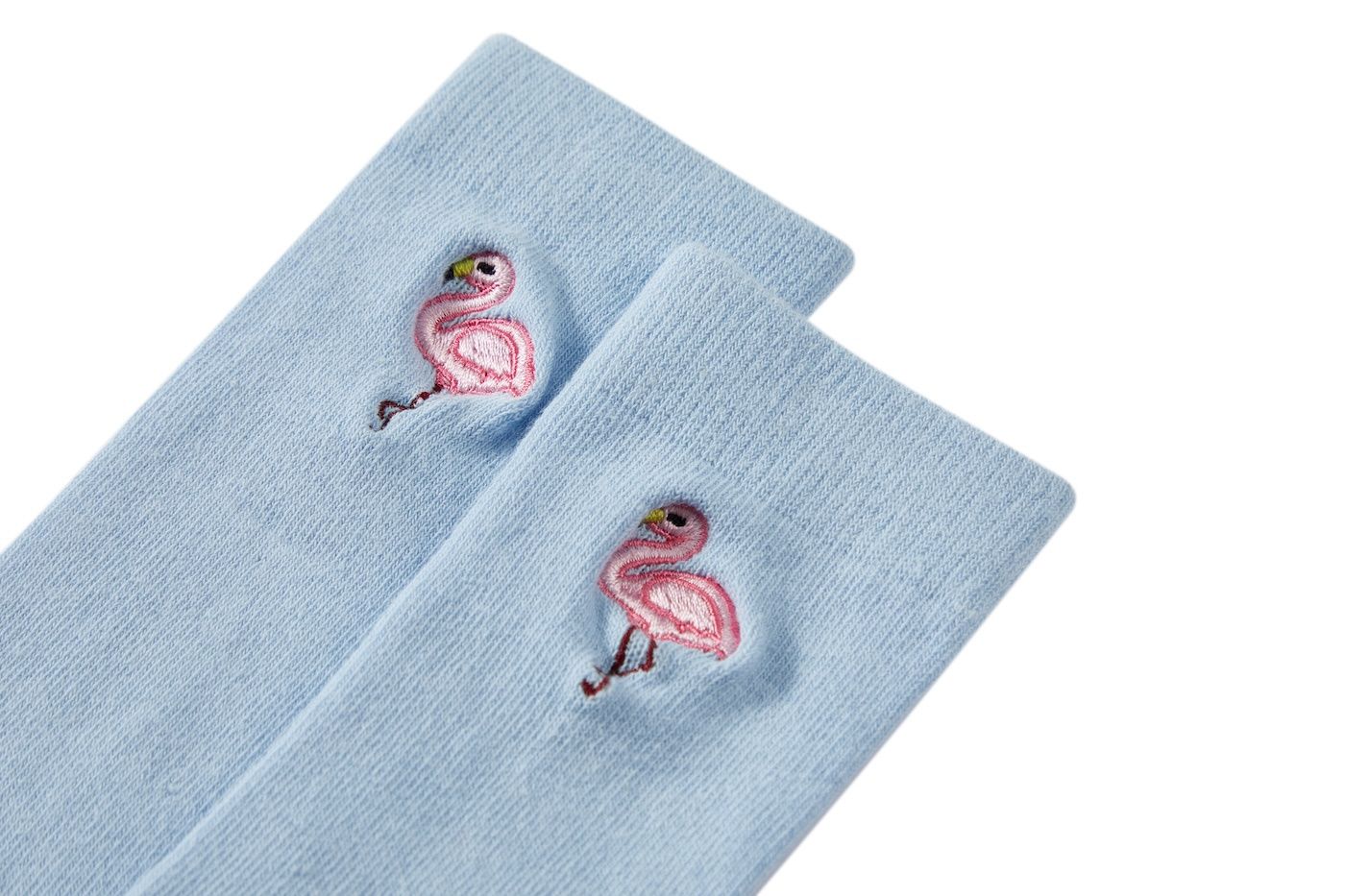 Someone lichtblauwe knie sok flamingo