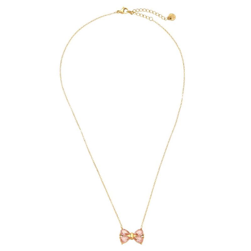 Fancy diamond bow necklace pink/gold