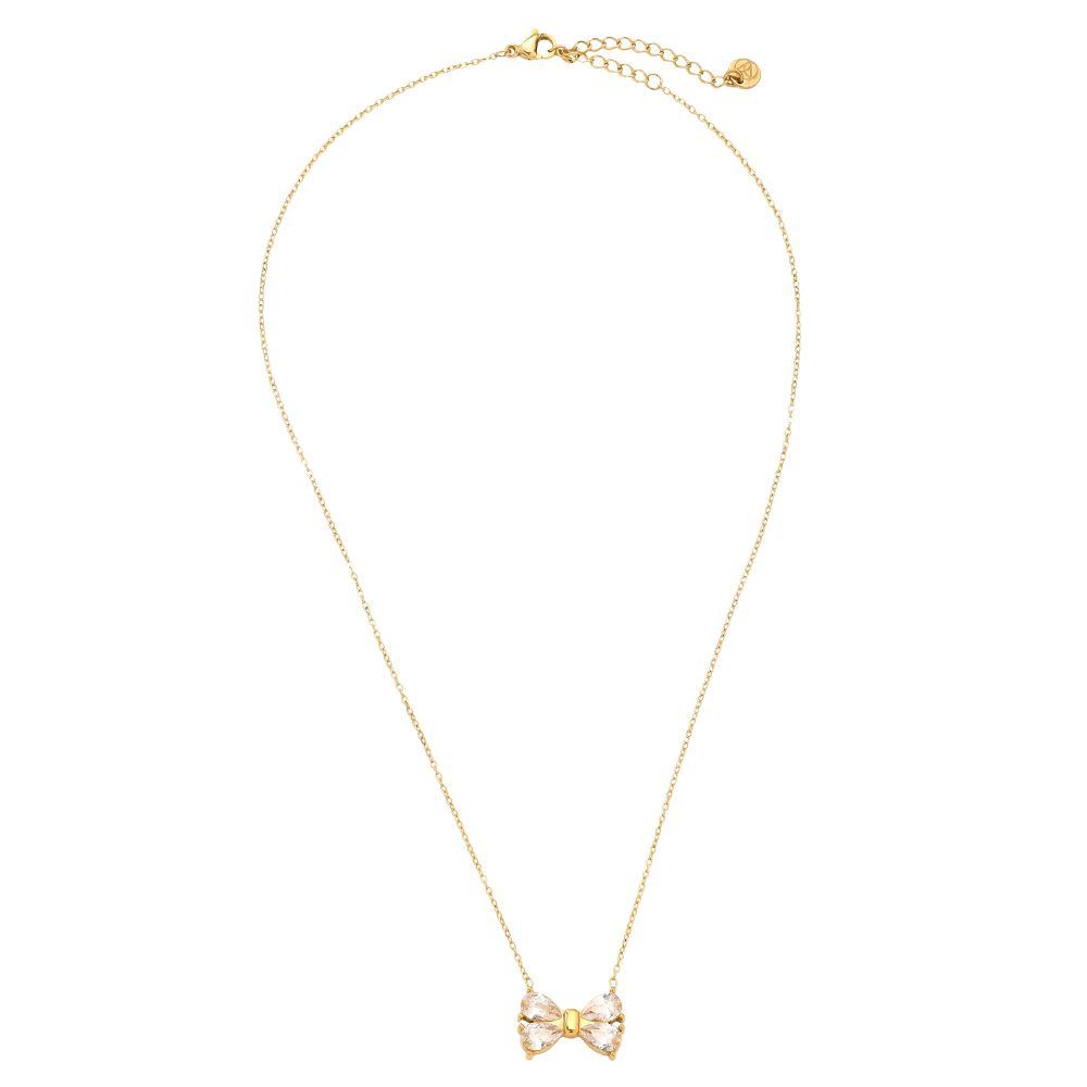 Fancy diamond bow necklace gold