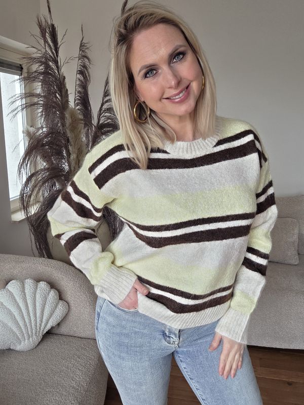 Pastelgeel strepen sweater