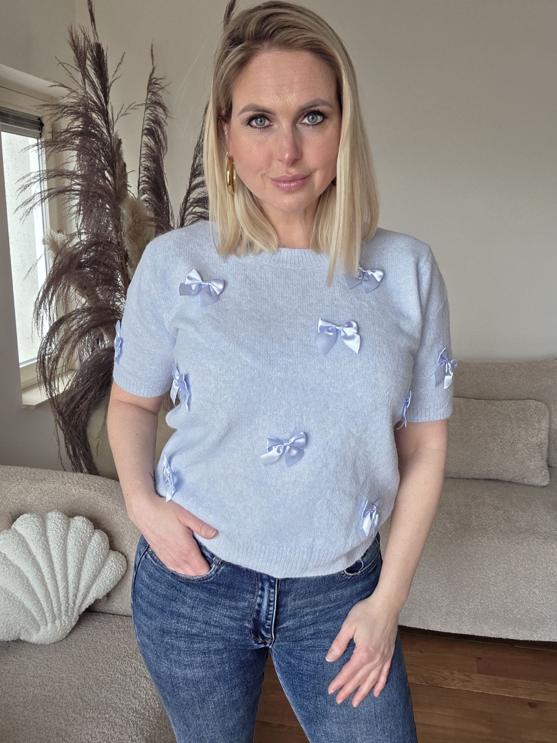 Cute strikjes sweater blauw