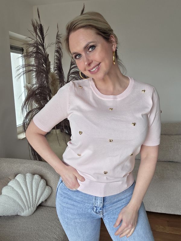 Roze shirt met gouden buttoned hartjes