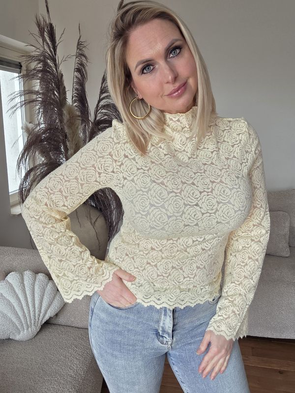 Spring lace top geel
