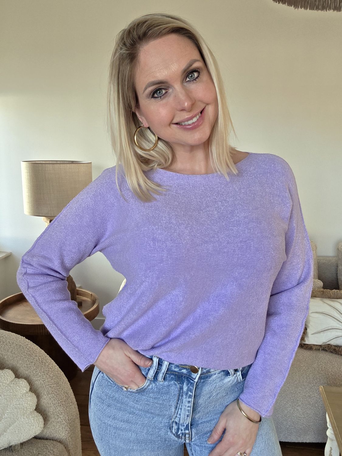 Viscose gebreide sweater lila