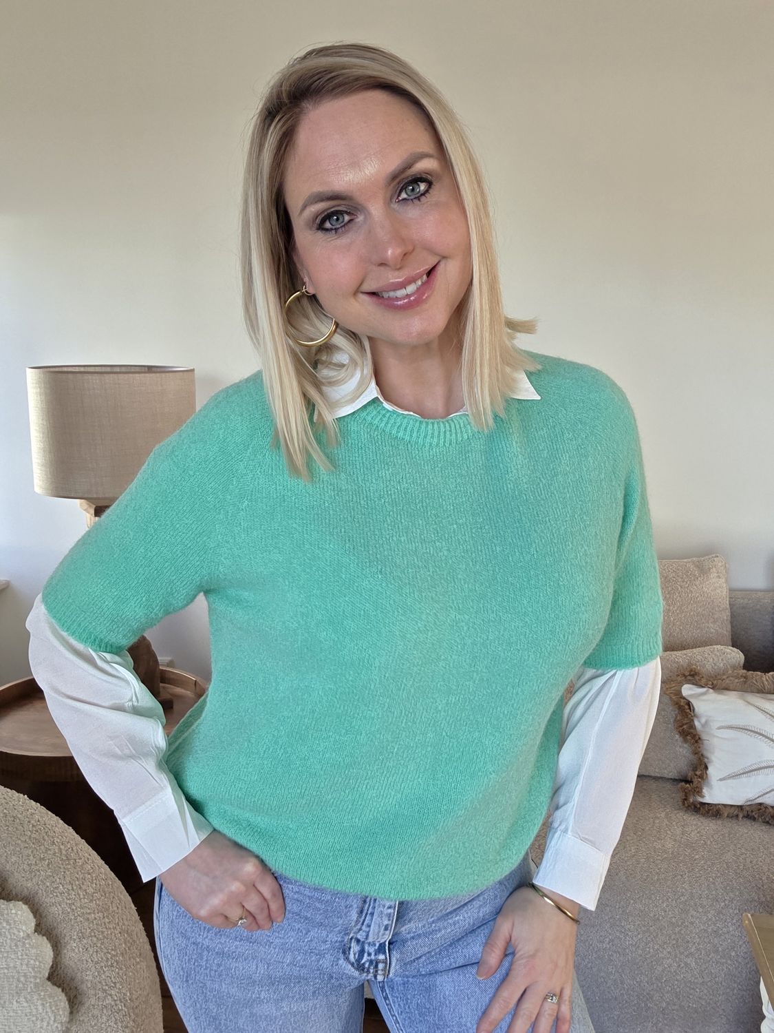 Alpaca sweater groen/turquoise