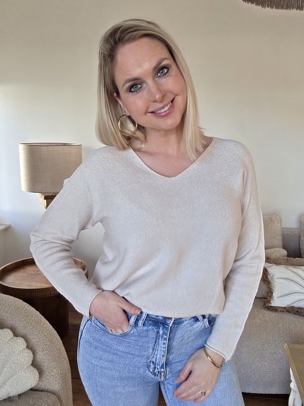 Viscose gebreide trui beige