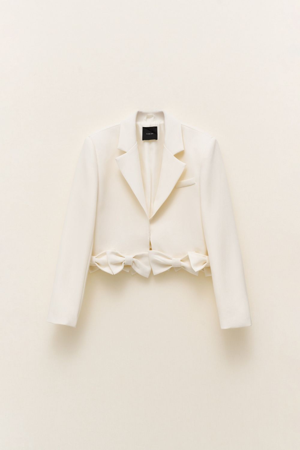 Lumina blazer met strikken creme