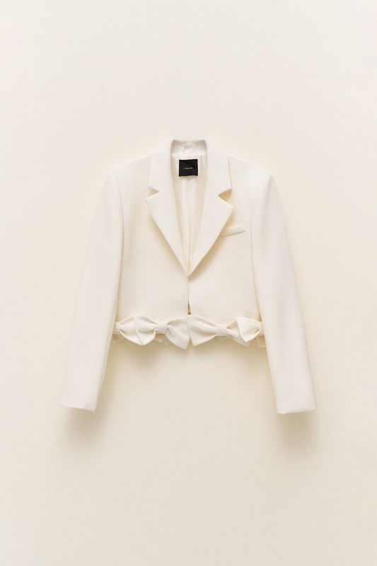 Lumina blazer met strikken creme