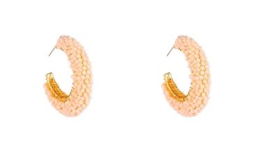 Beaded big hoop - Porcelain E60062-1