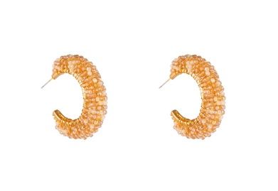 Beaded big hoop - champagne E60062-2