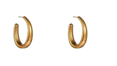 Big Oval Hollow Hoop - 14K- E61238-2