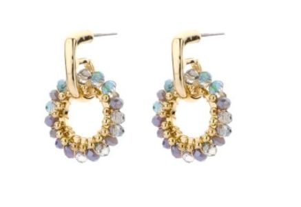 Biba grijs/blauwe facet oorbel