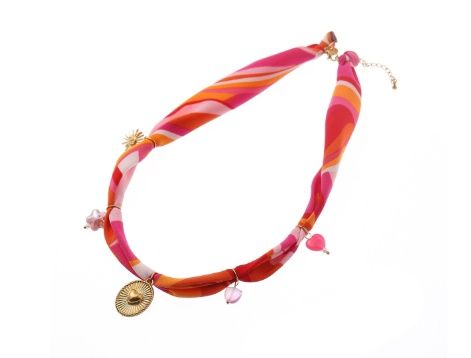 Day &amp; Eve Satin Necklace - Coral + Pink - N61459-2
