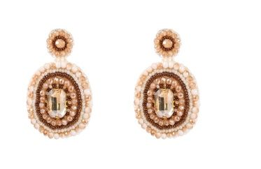 Day &amp; Eve Big Stone Square Drop - White Taupe - E60146-4