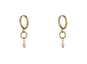 Day &amp; Eve Subtle Stone Hoop - 14K + Pink -E61157-2