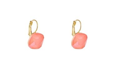 Day &amp; Eve Square Stone Earring - 14K + Coral - E60002-4