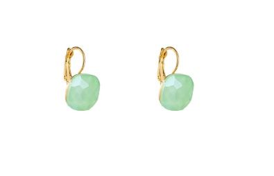 Day &amp; Eve Square Stone Earring - 14K + Mint -E60002-5