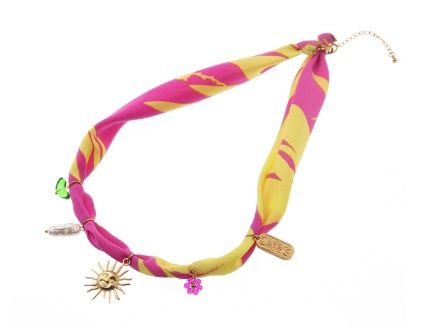 Day &amp; Eve  Satin Necklace - Pink + Yellow -N61458-2