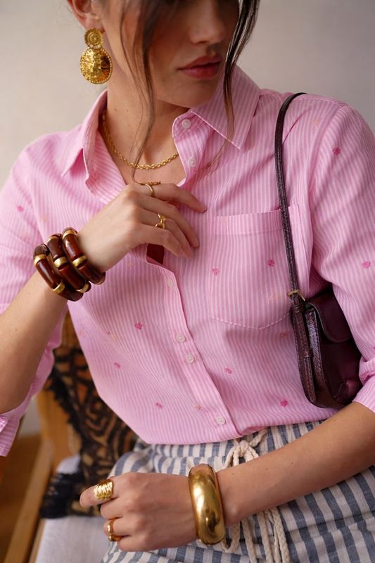 Blouse ester roze met hartjes