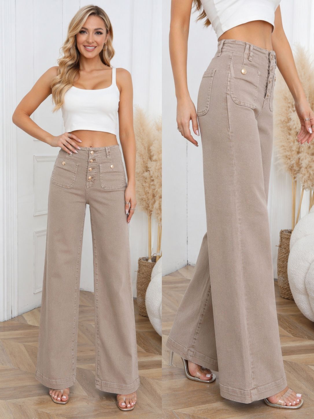 Laulia taupe dad-fit