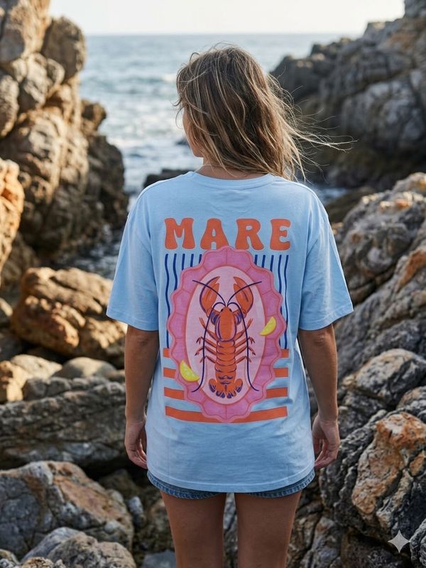 T-shirt Marre Lobster lichtblauw