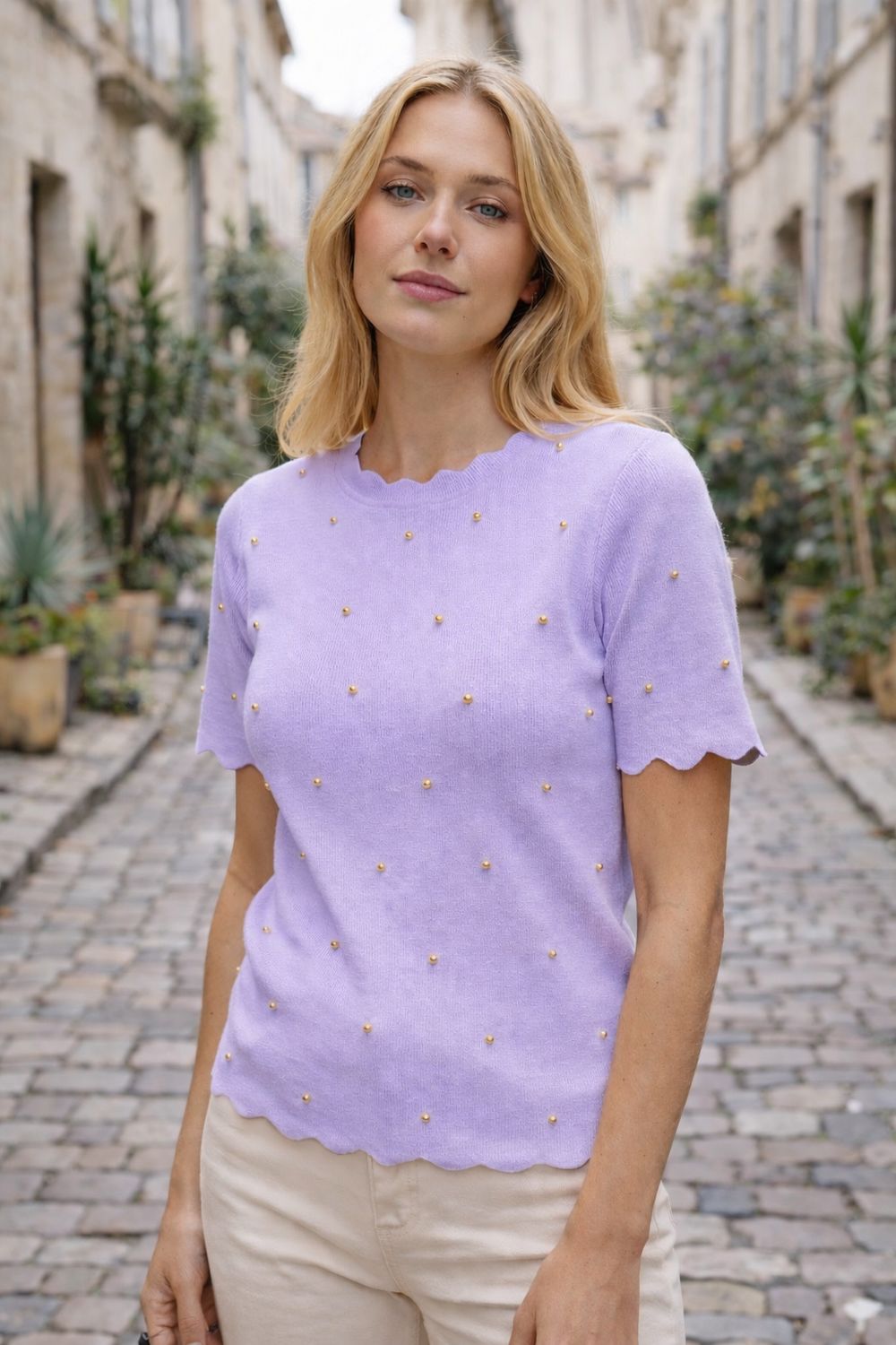 By Clara studded top Lavendel