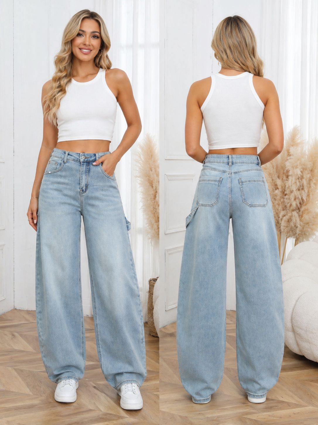 Trendy barrel jeans "slipped"