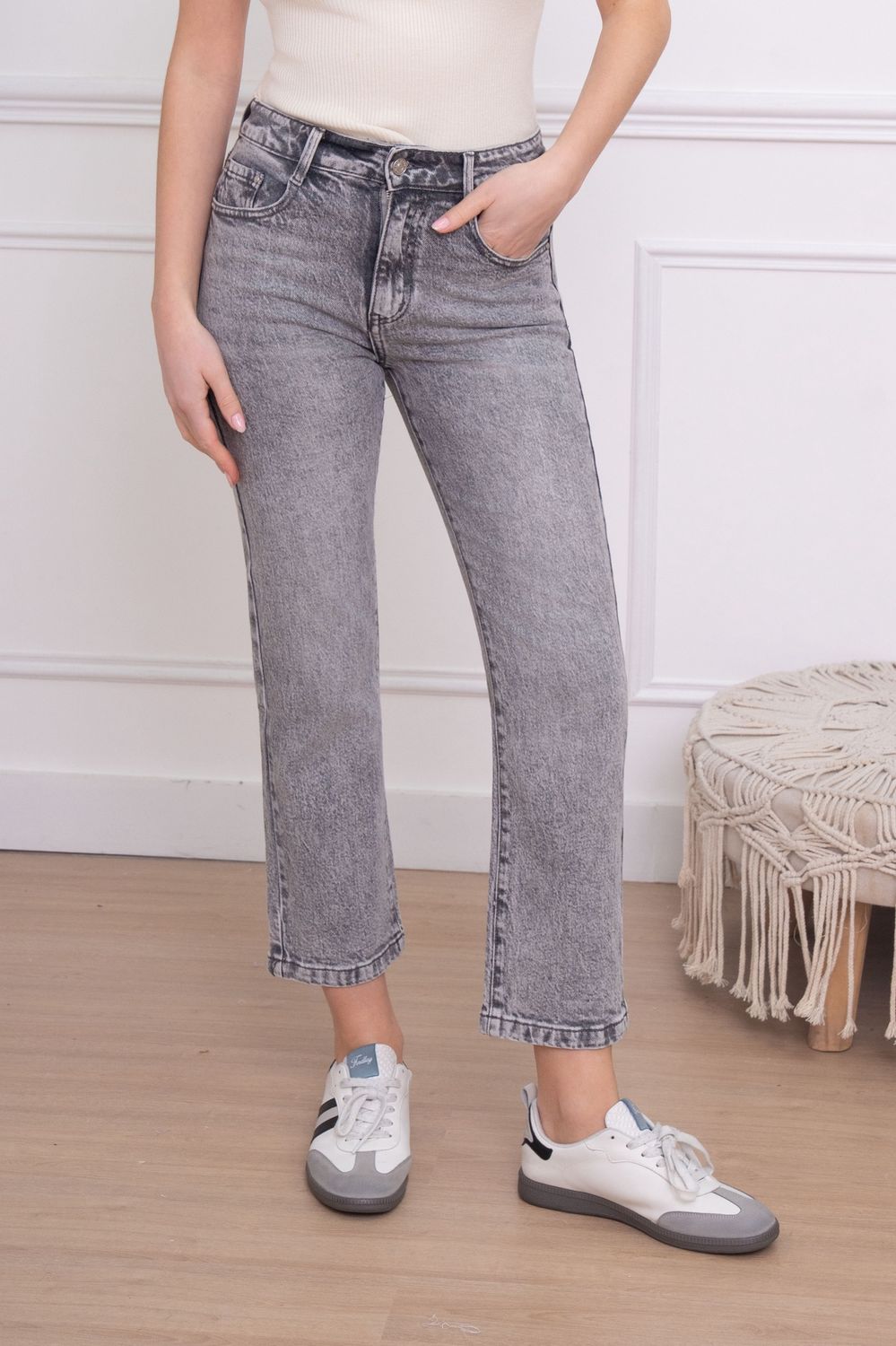 Grijze denimstyle momfit