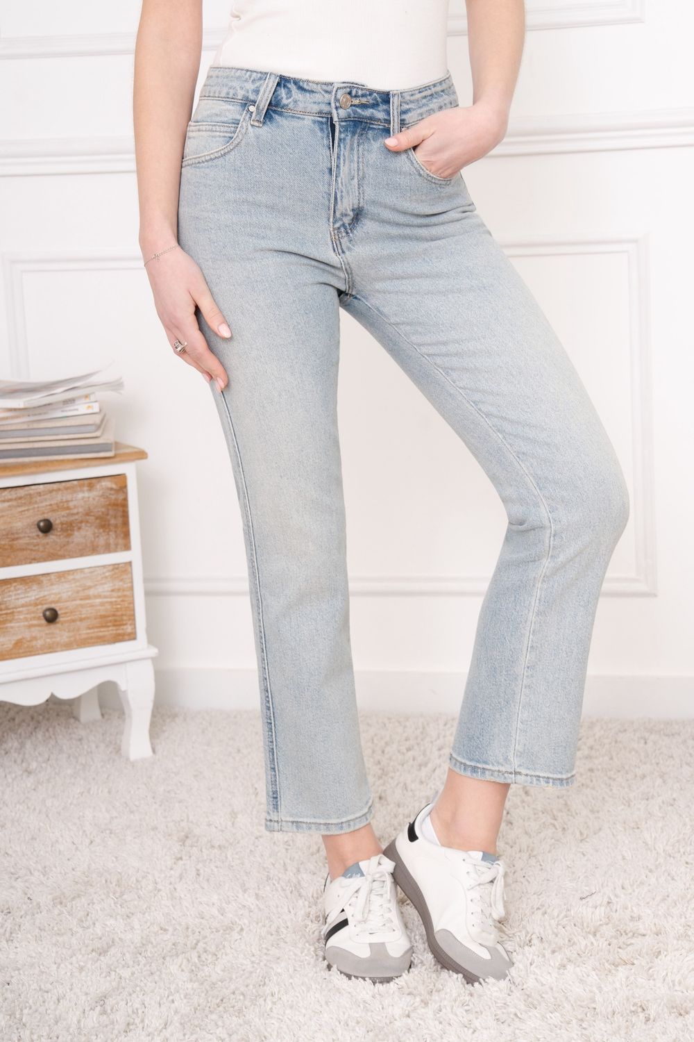 Bleached denimstyle momfit