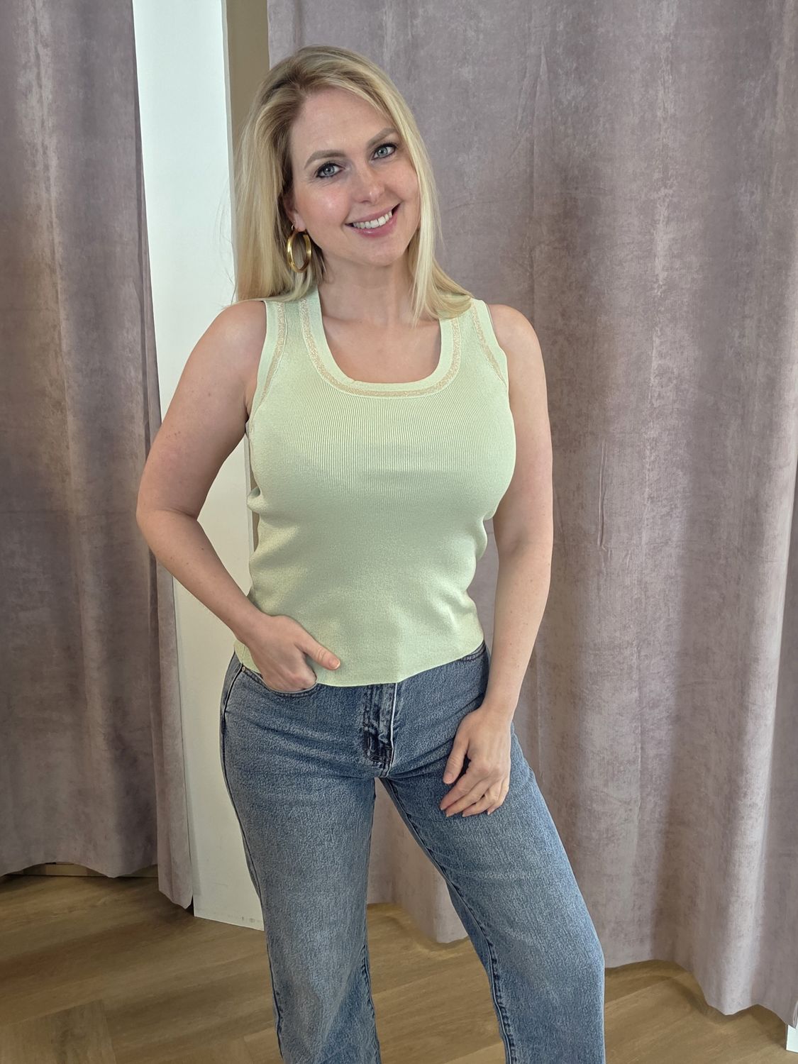 Sporty chic tank top groen