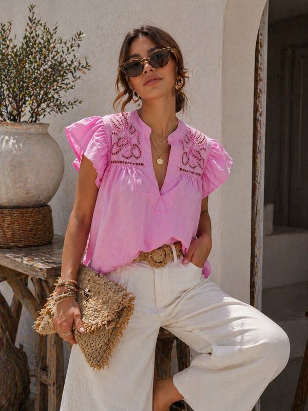 Skyla Ruffle blouse Top - Roze