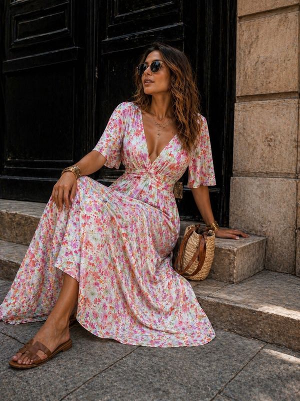 Summer flower dress pink