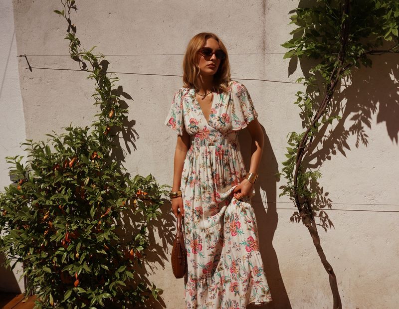 Zomerjurk "siesta flowers" lang